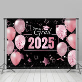 Aperturee - Pink Balloons Star Black Girls Graduation Backdrop